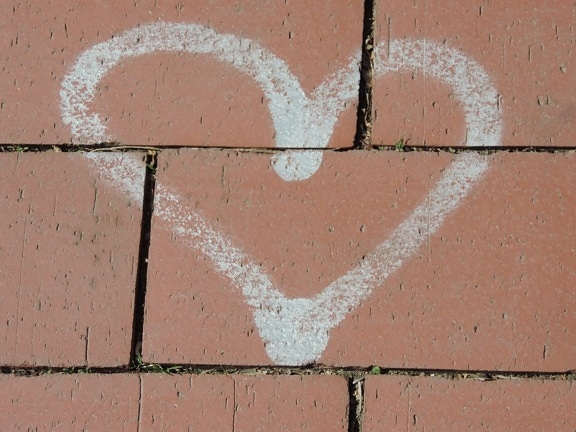 hjerte, kjærlighet, romantisk, symbolet, betong, murstein, mønster, grunge