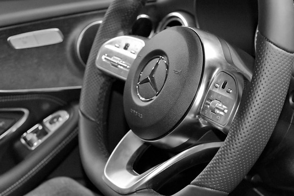 monochrome, steering wheel, car, drive, mechanism, dashboard, gearshift, vehicle