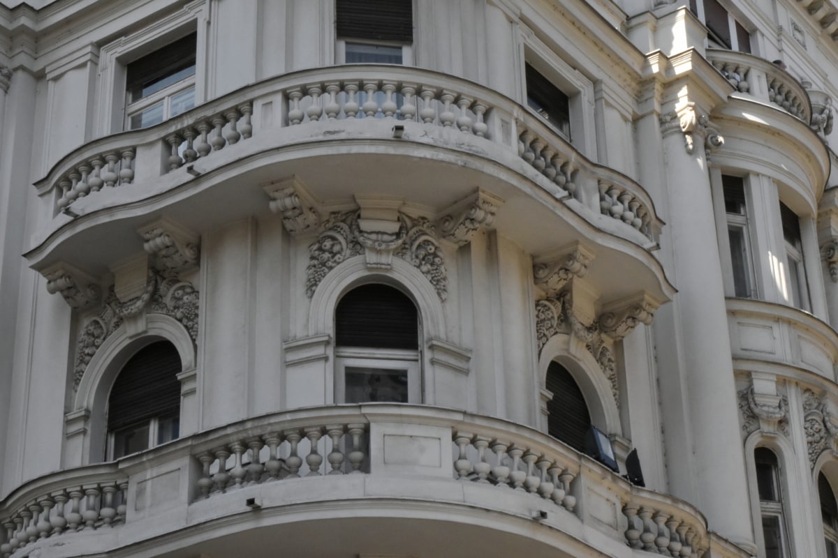 balkon, barok, hoofdstad, Europese, stijl, het platform, gebouw, gevel