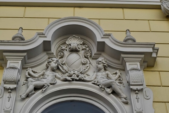 angel, arch, capital city, sculpture, window, architecture, building, baroque