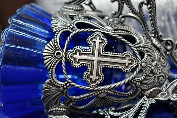 Christendom, Kruis, zilver, decoratie, ontwerp, kunst, symbool, wijnoogst