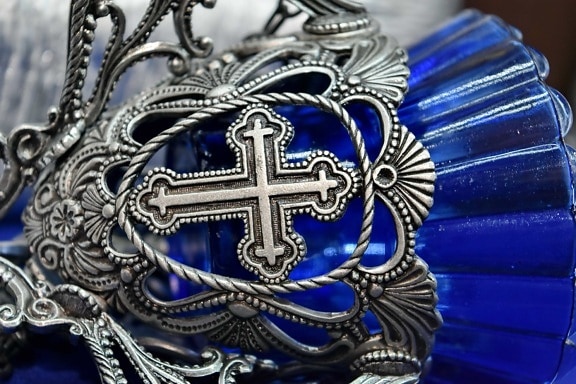 kereszténység, kereszt, kristály, vallás, ezüst, csat, dekoráció, design