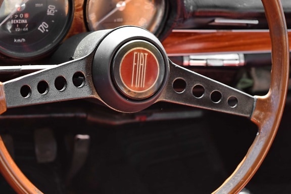 Fiat, dashboard, gauge, nostalgia, mechanism, steering wheel, transportation, control, car