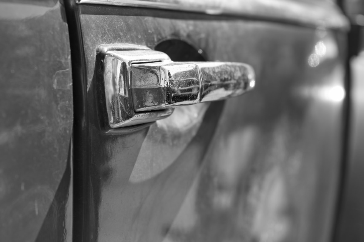 black and white, chrome, nostalgia, monochrome, vehicle, car, old, blur