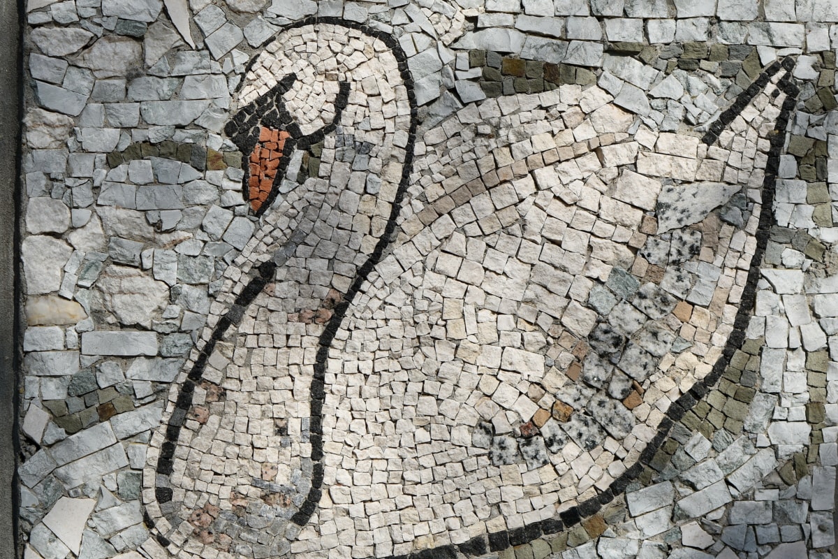 arte, mosaico de, cisne, antiguo, textura, azulejo de, superficie, áspero