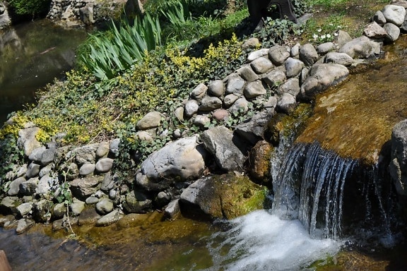 정원, 강, 돌, 흐름, 자연, 스트림, 폭포, 물