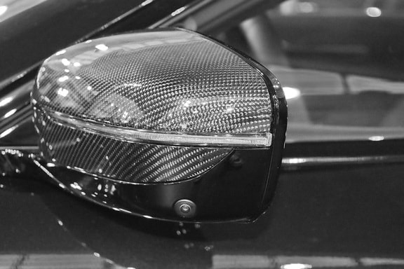 black and white, carbon, mirror, reflection, vehicle, barrier, automobile, grille