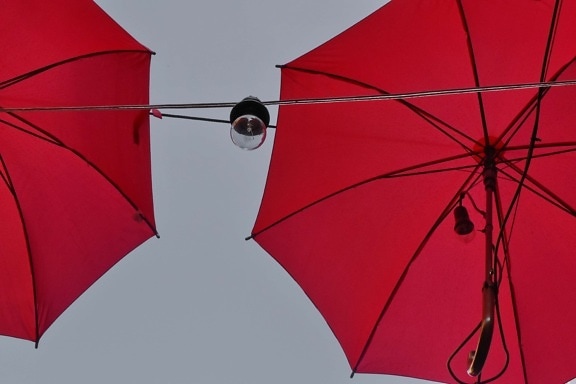 декорация, електричество, електрическа крушка, червен, чадър, найлон, вятър, времето
