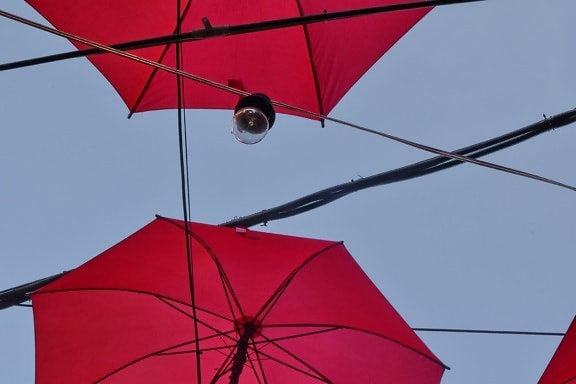 decoration, light bulb, umbrella, parasol, wind, outdoors, nylon, festival