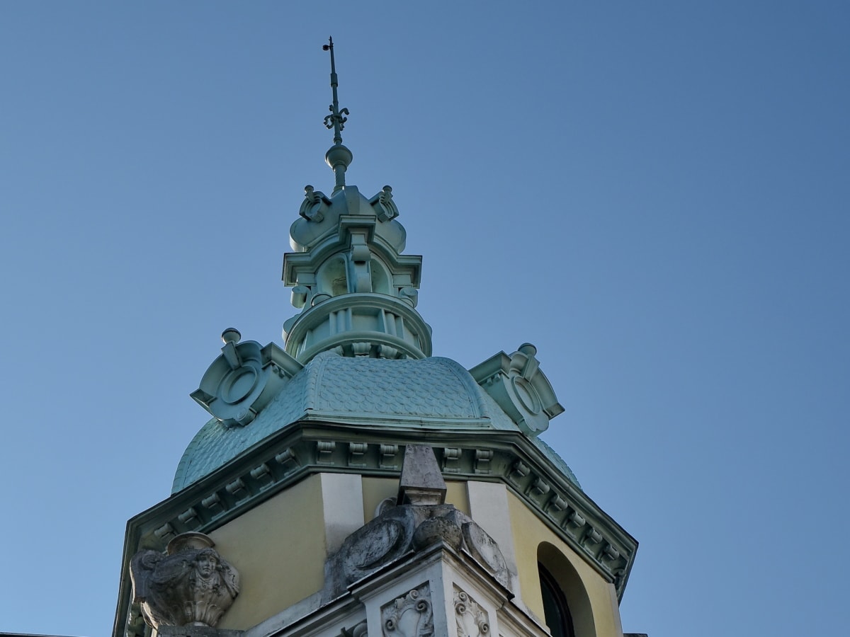baroque, capitale, façade, à la main, Création de, tour, dôme, architecture