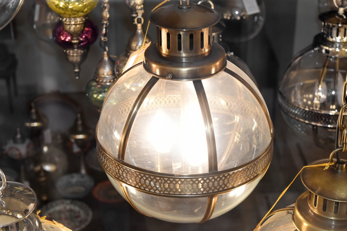 vela, lâmpada, latão, decoração, cobre, tradicional, antiguidade, brilhando