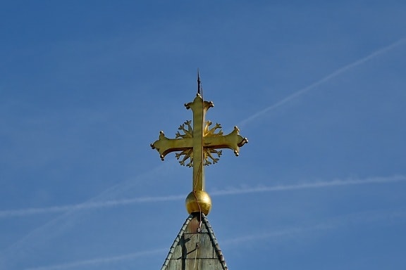 Візантійський, хрест, декоративні, золото, Орнамент, на відкритому повітрі, Денне світло, Архітектура