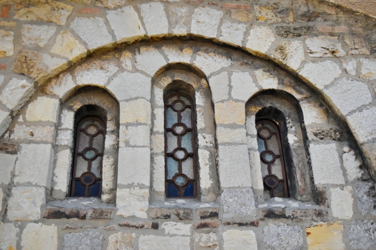 boog, Byzantijnse, Gebrandschilderd glas, oude, het platform, gebouw, muur, steen