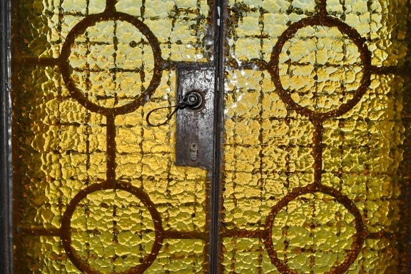 door, doorway, entrance, glass, transparent, yellowish, yellowish brown, old
