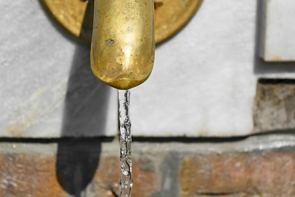 brass, faucet, fountain, water, old, antique, architecture, building