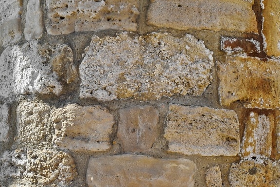 粗糙, 水泥, 老, 墙上, 砖, 石头, 纹理, 石墙