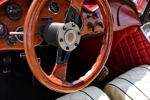 car seat, steering wheel, wooden, mechanism, drive, dashboard, car, control