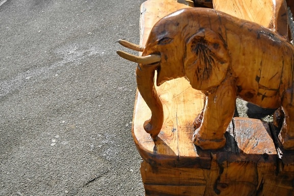 пейка, слон, дървени, дърворезба, изкуство, скулптура, на открито, статуя