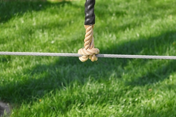 rope, stainless steel, grass, lawn, summer, field, outdoors, yard