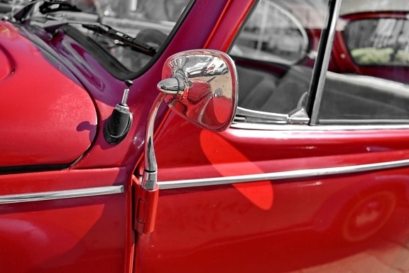 metalen, spiegel, rood, voertuig, chroom, auto, klassiek, Automotive