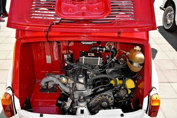 Fiat 500, Zastava 750, engine, vehicle, diesel, car, machine, industry, classic