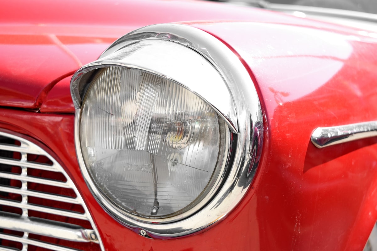 headlight, metallic, vintage, automobile, car, vehicle, chrome, automotive