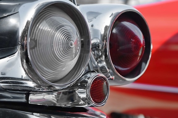 chrome, light, old style, drive, car, vehicle, device, instrument