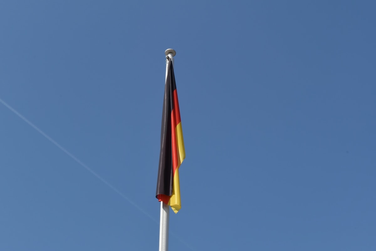bendera, Jerman, Angin, di luar rumah, langit biru, tinggi, Siang hari, cerah