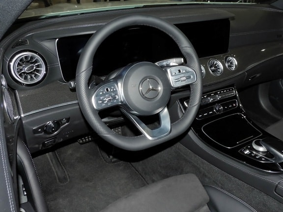 black, luxury, modern, steering wheel, automobile, automotive, car, convertible