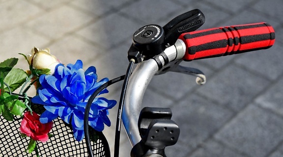 basket, decoration, flowers, gearshift, steering wheel, equipment, wheel, bike