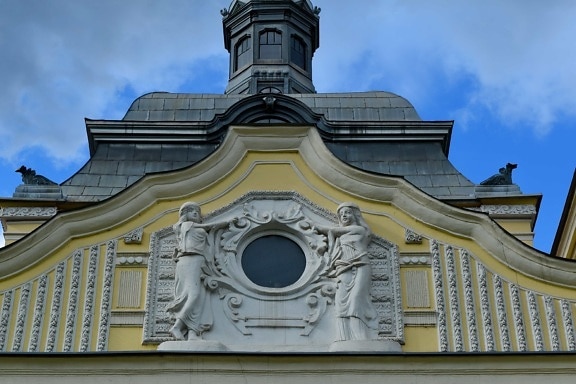baroque, Européenne, façade, sculpture, Création de, architecture, dôme, religion