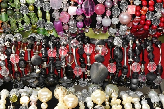 detail, handmade, jewelry, necklace, many, beads, shining, decoration