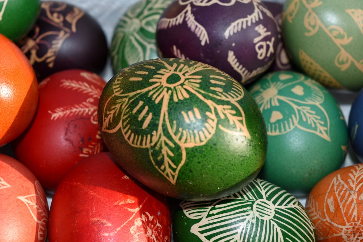 Húsvét, hagyományos, tojás, dekoráció, szín, élelmiszer, ünnepe, világos