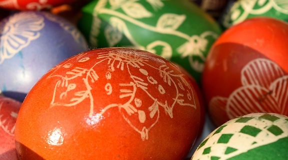 decoration, easter, egg, handmade, red, mandarin, traditional, color