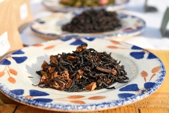 thé, pimenter, en bonne santé, herbe, sec, traditionnel, plaque, feuille