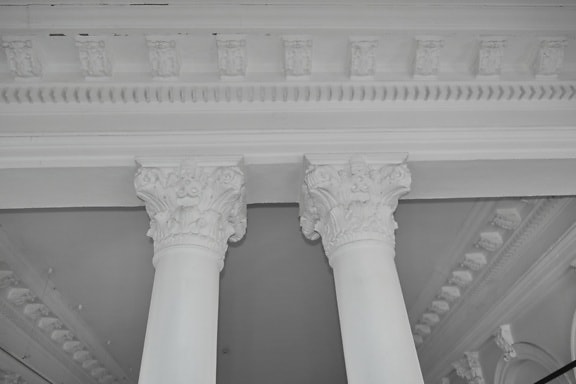 black and white, interior decoration, architecture, building, column, classic, marble, sculpture