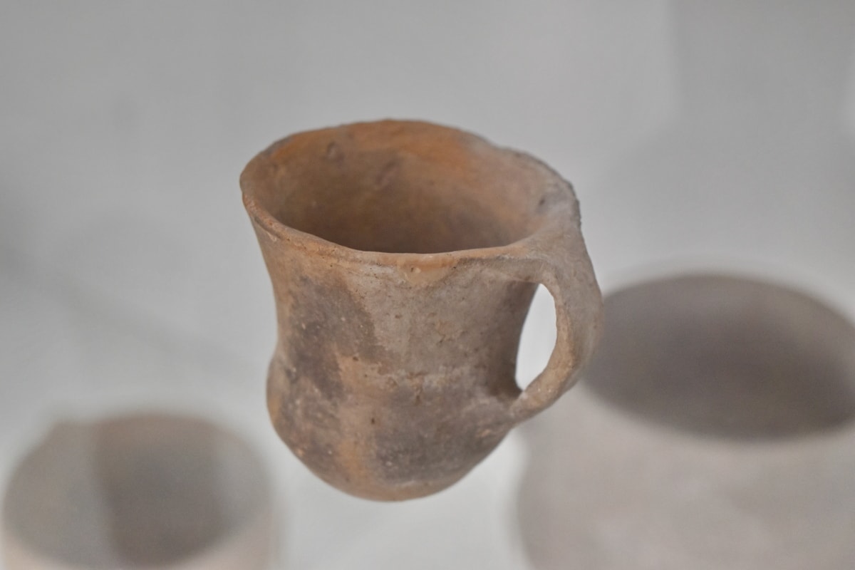 konst, lergods, handgjorda, medeltida, tillbringare, keramik, mugg, Cup