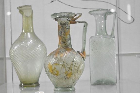 medievale, Museo, vaso, bottiglia, contenitore, vetro, vaso, brocca
