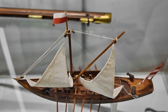 toyshop, watercraft, sailboat, ship, sail, rope, boat, wood