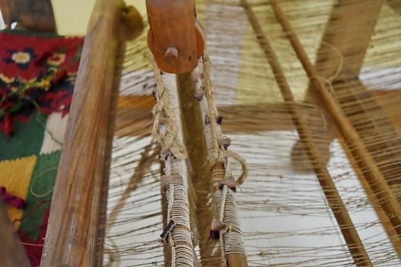 Múzeum, régi, kötél, fa, fa, hagyományos, szüret, kézzel készített