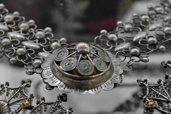 oudheid, ketting, zilver, schat, sieraden, schijnend, decoratie, ketting