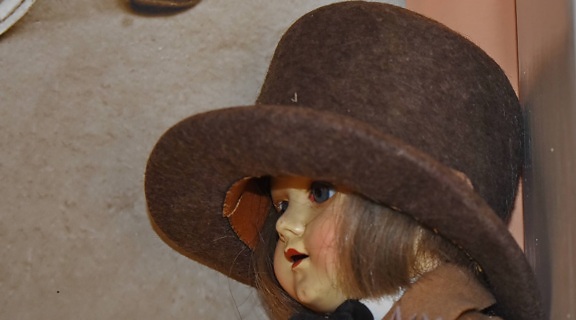 antigüedad, muñeca, juguetes, Hat, cubierta, ropa, vertical, moda