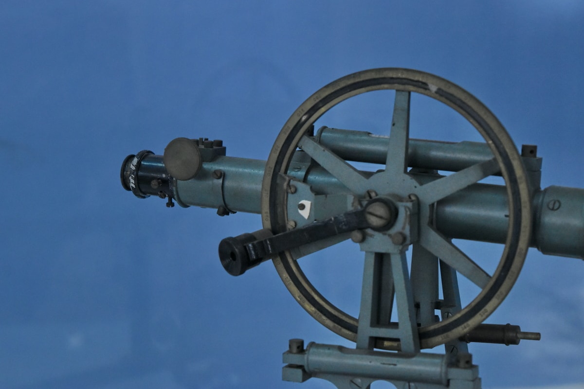 historie, museo, teleskop, enhed, hjulet, stål, gamle, jern