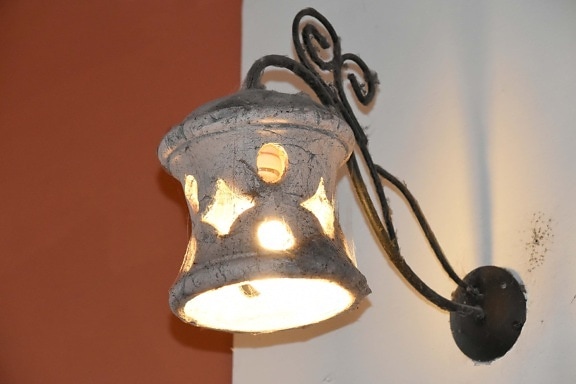 осветление, сянка, стена, устройство, лампа, фенер, стар, светлина, декорация, натюрморт