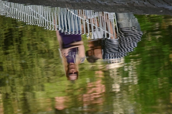 blurry, family, people, reflection, water, outdoors, recreation, leisure, park, man