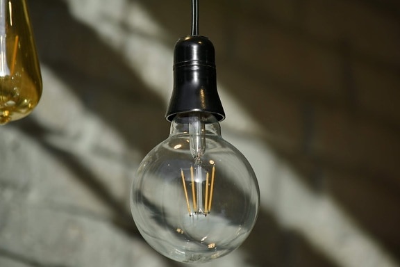 sähkön, vanhanaikaisia, vanha tyyli, läpinäkyvä, lamppu, lamppu, lasi, hämärtää, sisätiloissa, asetelma