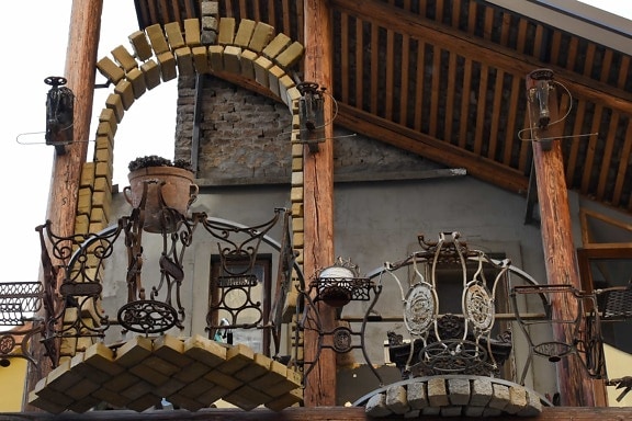 seni, pagar, buatan tangan, balkon, arsitektur, lama, bangunan, Desain, tradisional, kuno