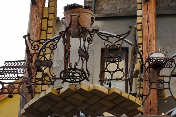 hierro fundido, decoración, antiguo, arquitectura, balcón, construcción, Casa, urbana, antiguo, madera