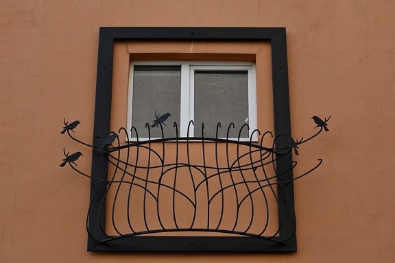 ferro fundido, decoração, cerca, varanda, casa, janela, madeira, família, vintage, parede