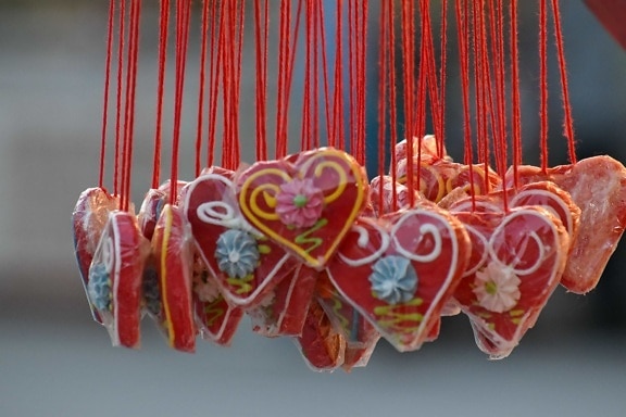 hanging, hearts, love, Valentine’s day, decoration, celebration, color, traditional, bright, design
